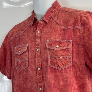 BKE™️ 'VINTAGE 1967' Men's Sz M Red Western Snap Front Casual Shirt